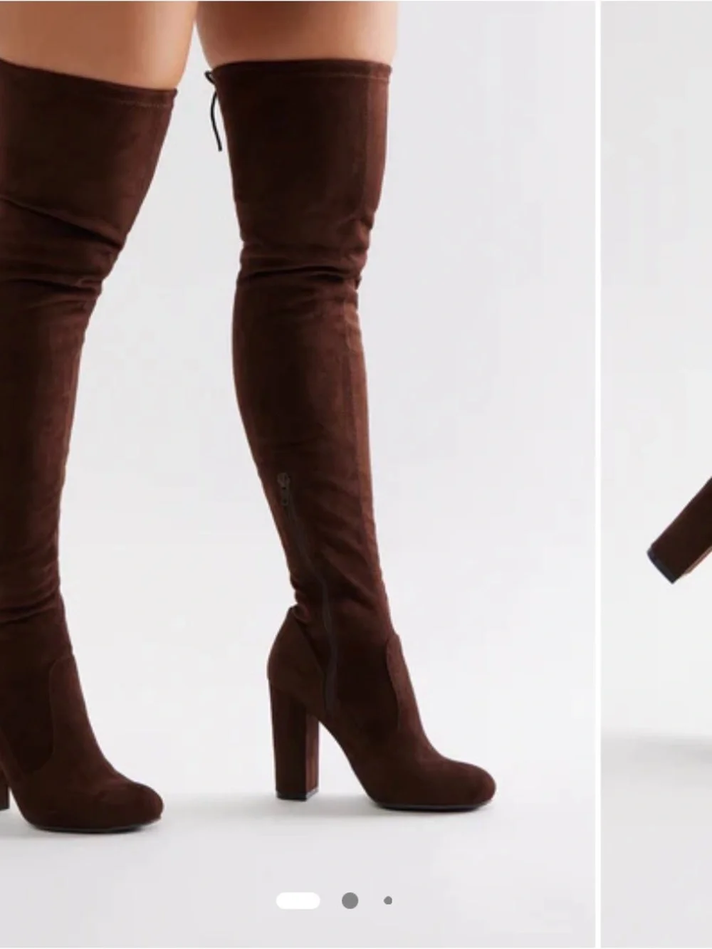 Women's Over-the-Knee Brown Suede Block Heel Boots